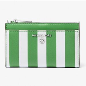 MICHAEL KORS Jet Set "Charm" Striped Card Case/Wallet "Palm" NWT